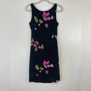 Allen B Vintage 90s Floral Rhinestone Design Sleeveless Dress Women’s Size 4
